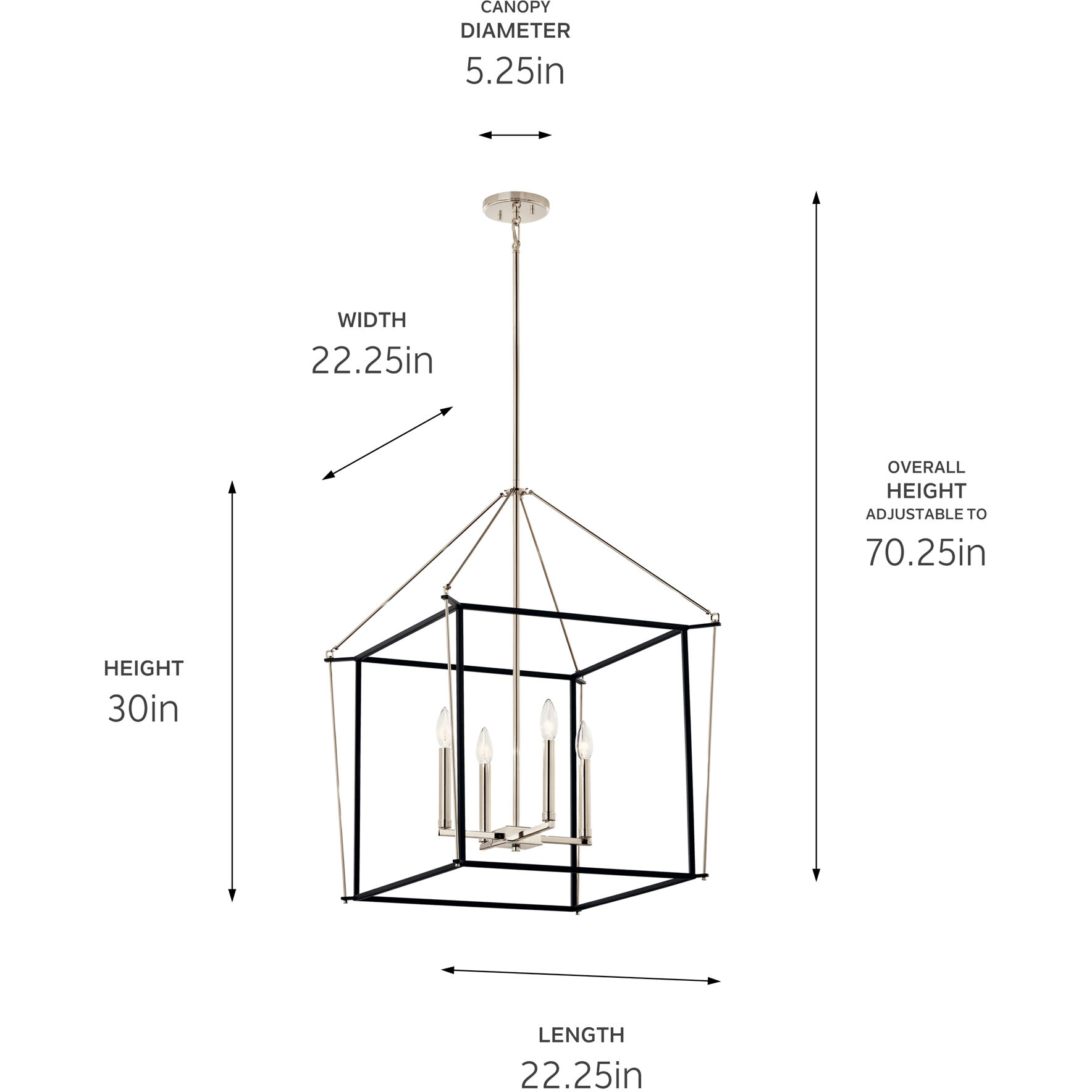 Eisley 4 Light 22.25 inch Polished Nickel Foyer Pendant Ceiling Light