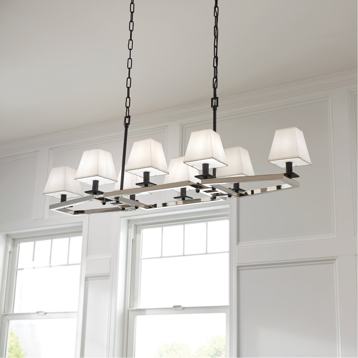 Dancar 8 Light 16 inch Polished Nickel Chandelier Linear (Double) Ceiling Light