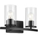 Crosby 2 Light 15.25 inch Black Bath Light Wall Light