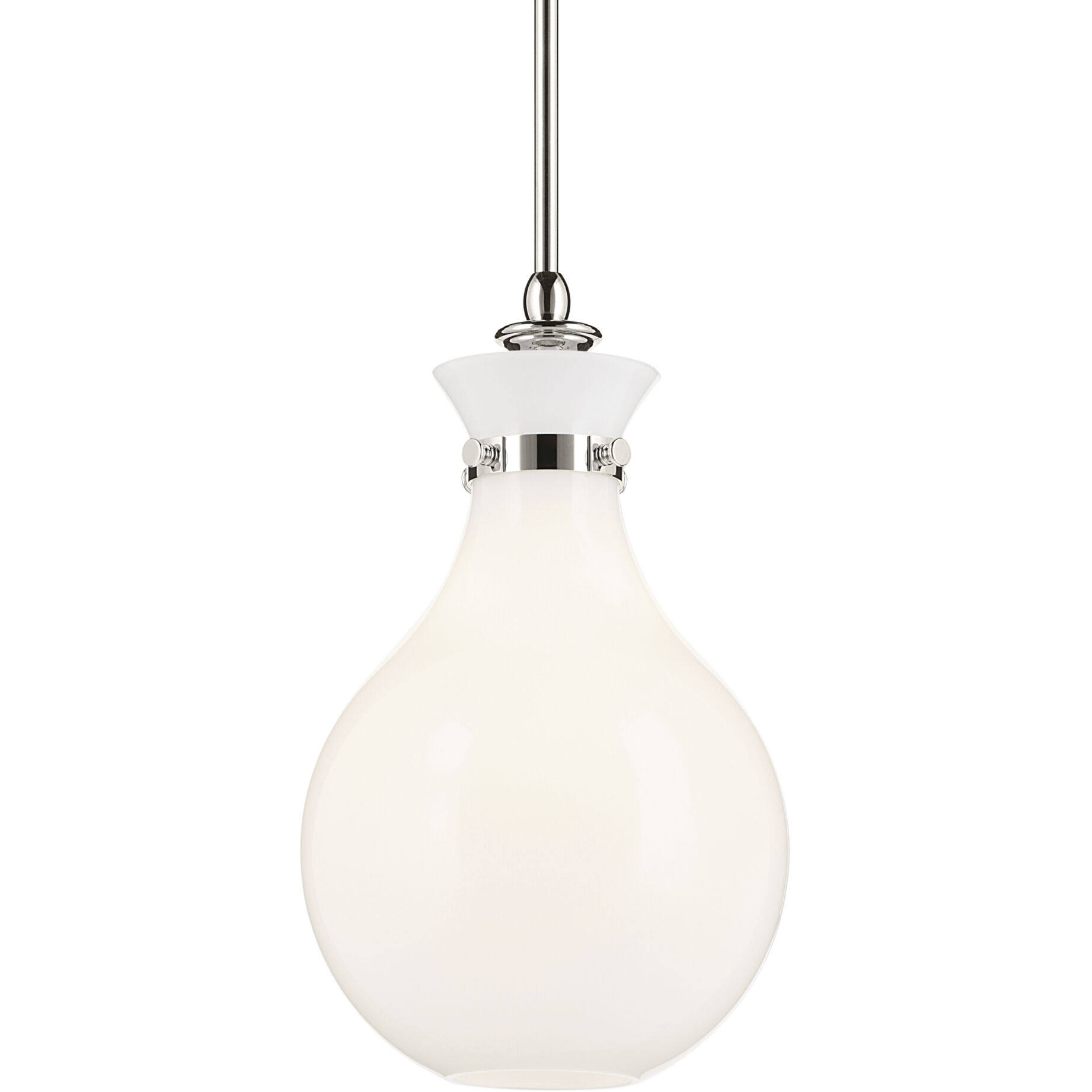 Laria 1 Light Polished Nickel Pendant Ceiling Light in Opal