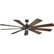 Gentry Xl 85 inch Distressed Black with Walnut Blades Ceiling Fan in Etched Cased Opal