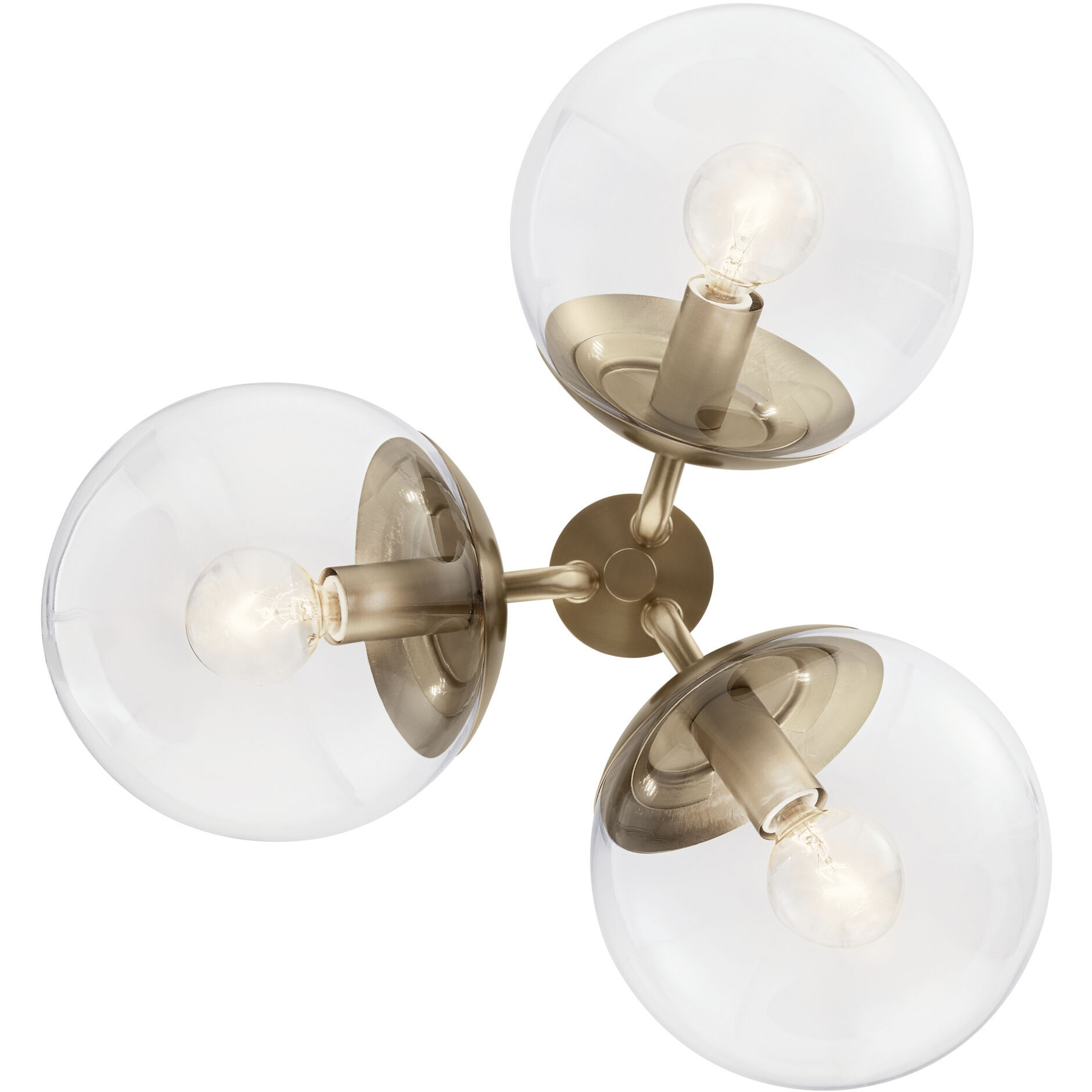 Silvarious 3 Light Champagne Bronze Chandelier/Semi Flush Ceiling Light in Clear