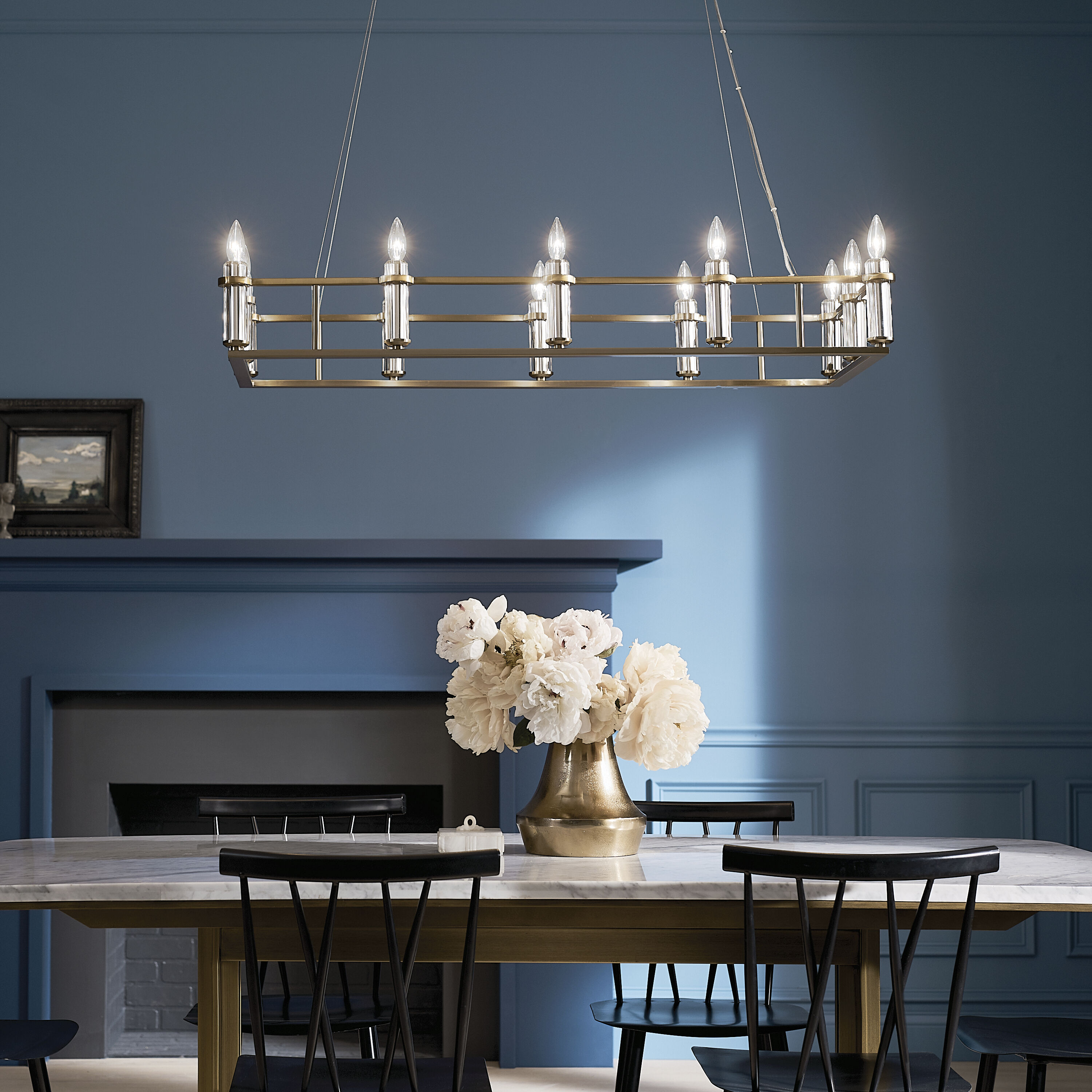 Rosalind 12 Light 17 inch Brushed Natural Brass Chandelier Linear Ceiling Light