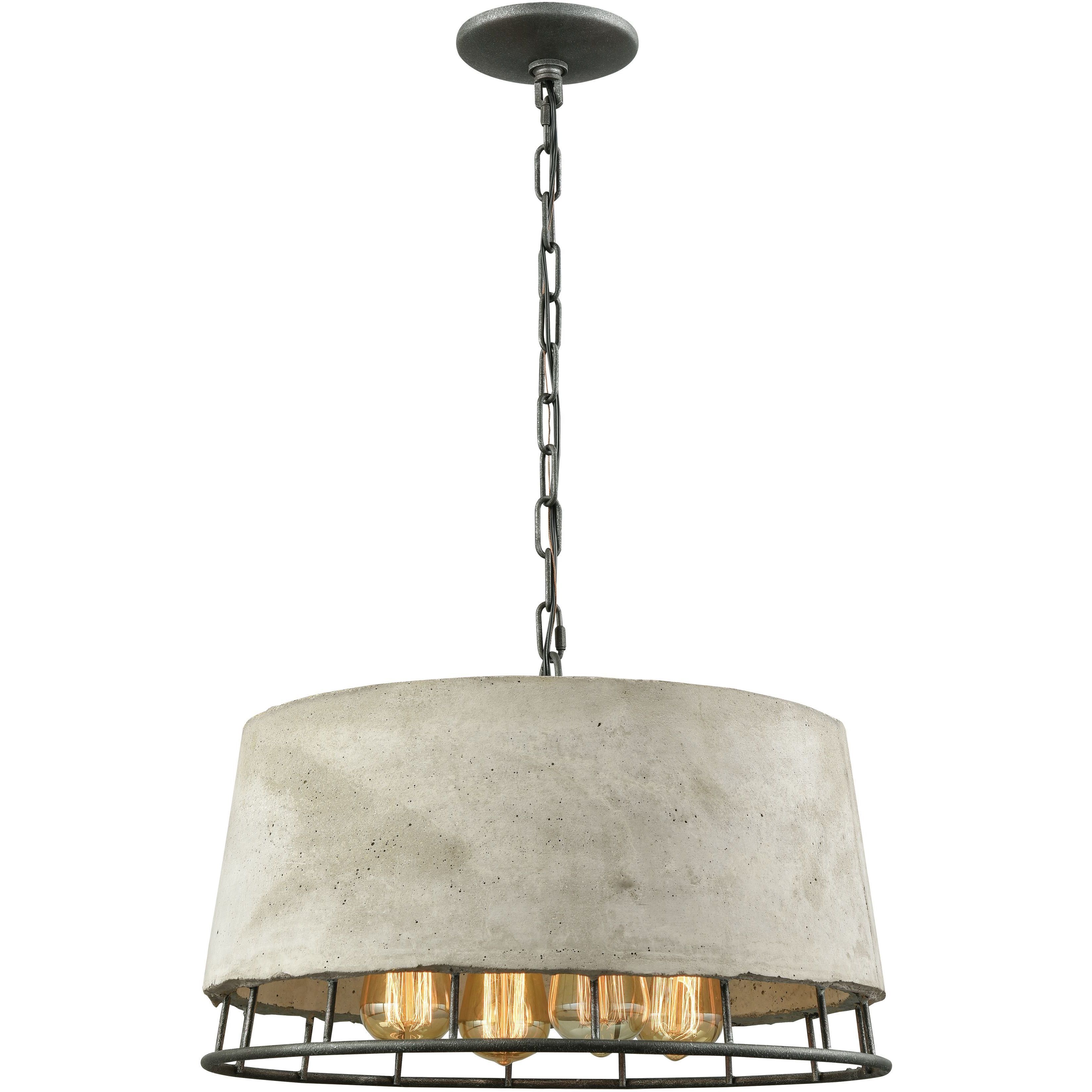 Brocca 4 Light 18 inch Concrete with Silverdust Iron Chandelier Ceiling Light