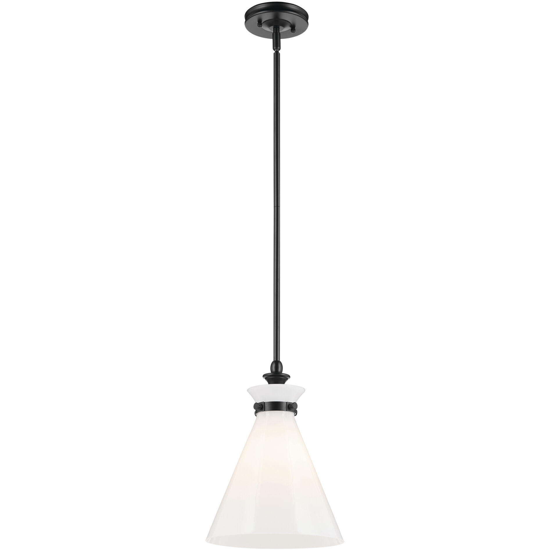 Laria 1 Light Black Pendant Ceiling Light in Opal