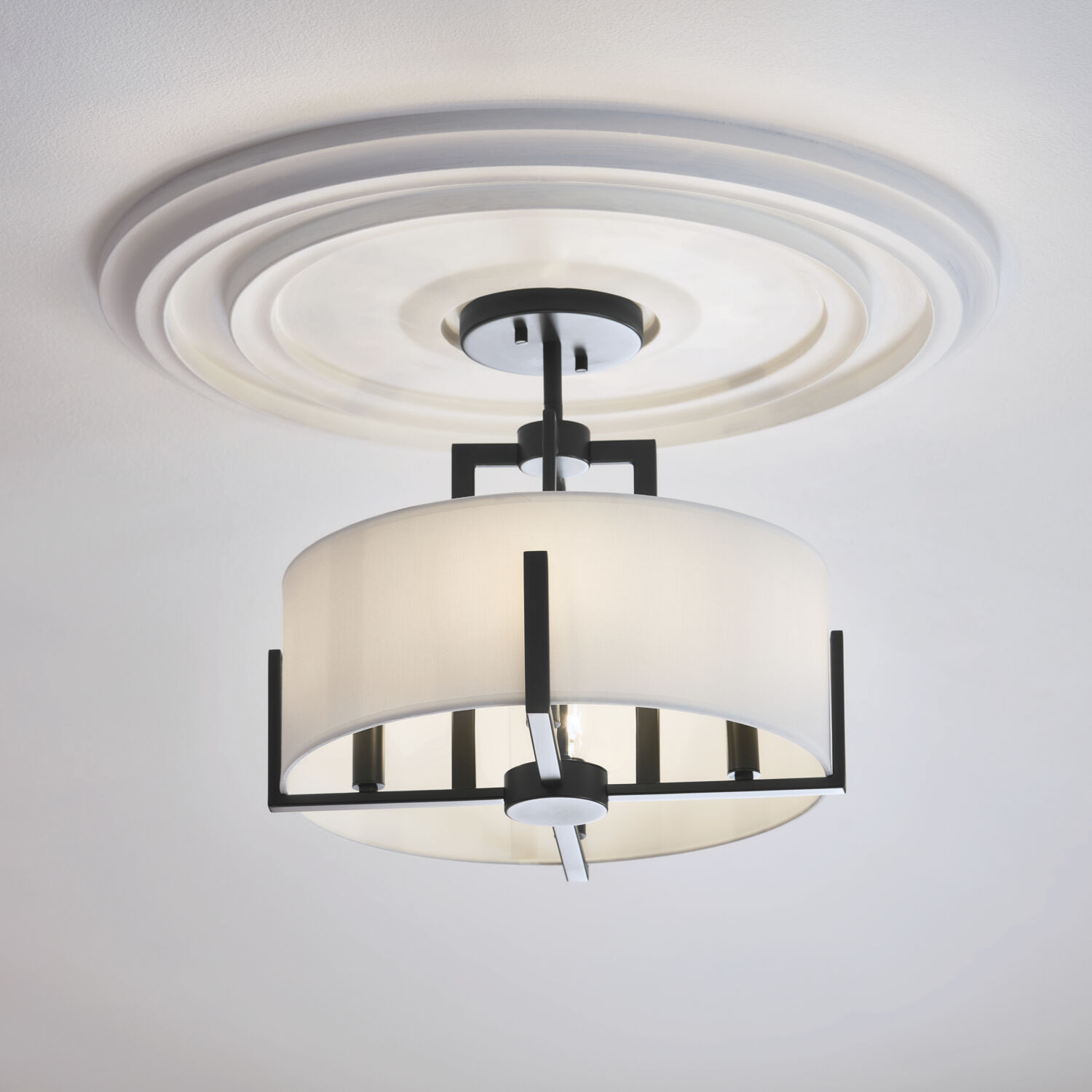 Kichler 52591BK Malen LED 15.5 inch Black Semi Flush Mount Kichler 52591BK Malen LED 15.5 inch Black Semi Flush Mount
