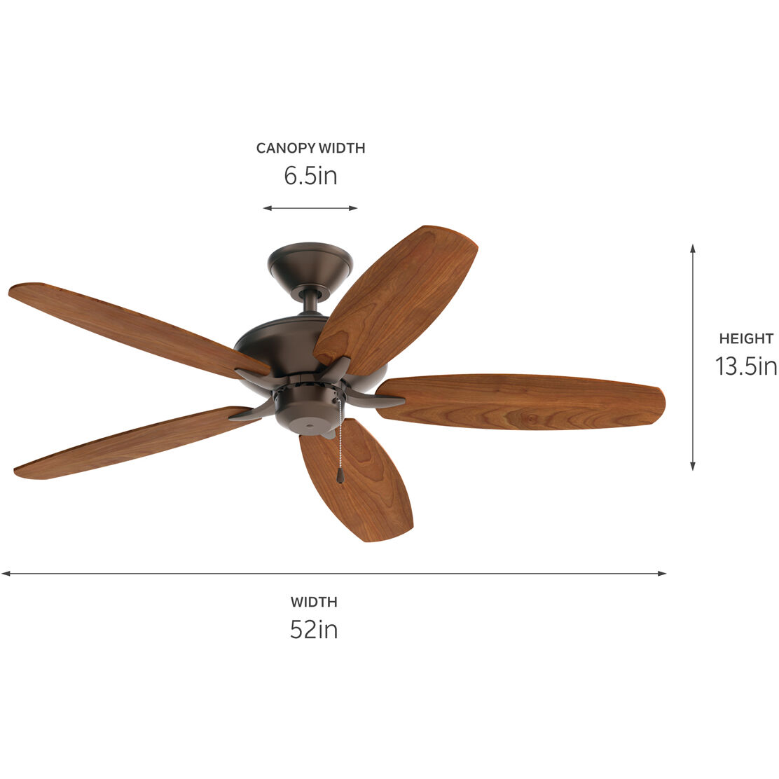 Renew Patio 52 inch Satin Natural Bronze with Walnut Blades Ceiling Fan