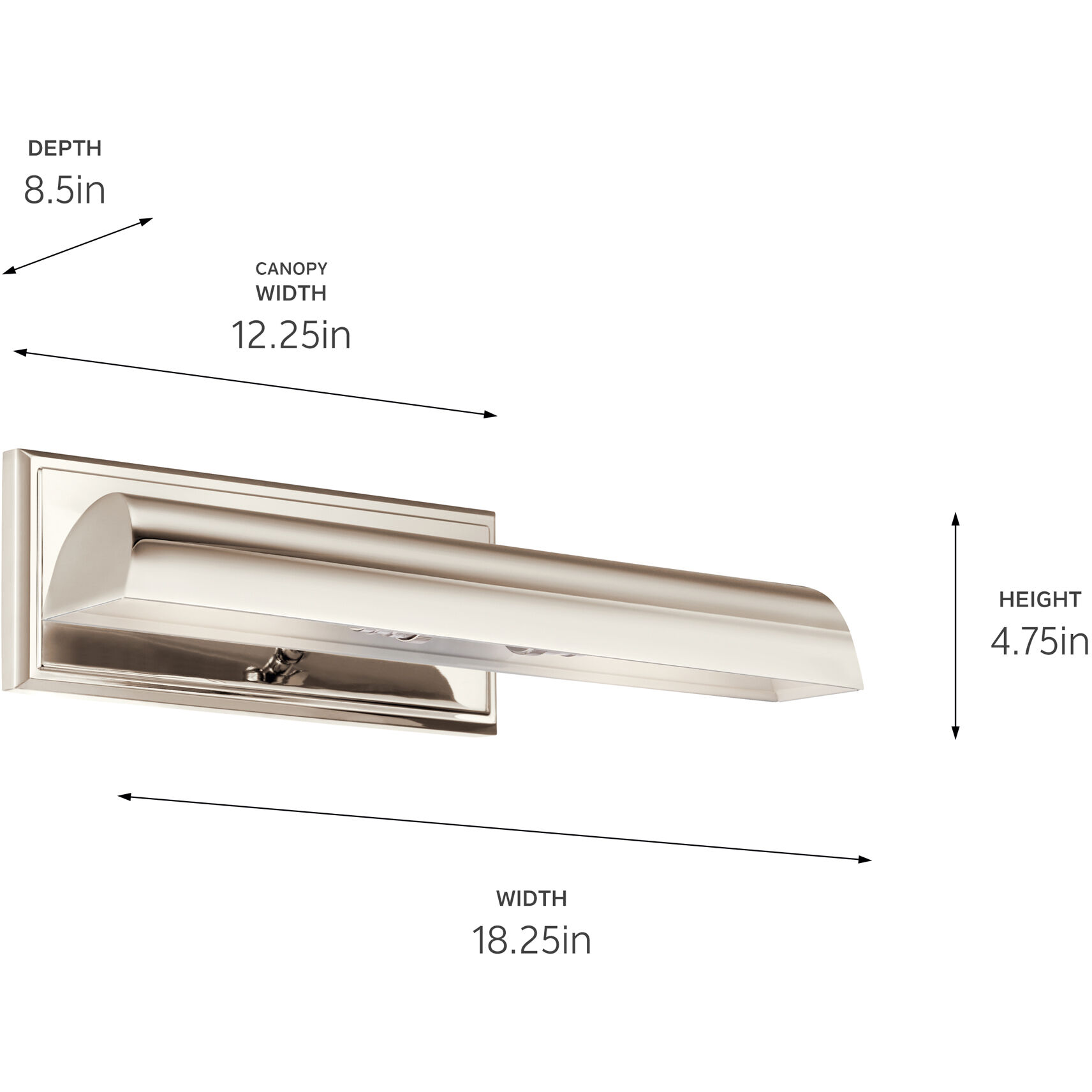 Carston 26 watt 18.25 inch Polished Nickel Picture Light Wall Light