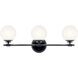 Benno 3 Light 24.5 inch Black Bath Bracket Wall Light, 3 Arm