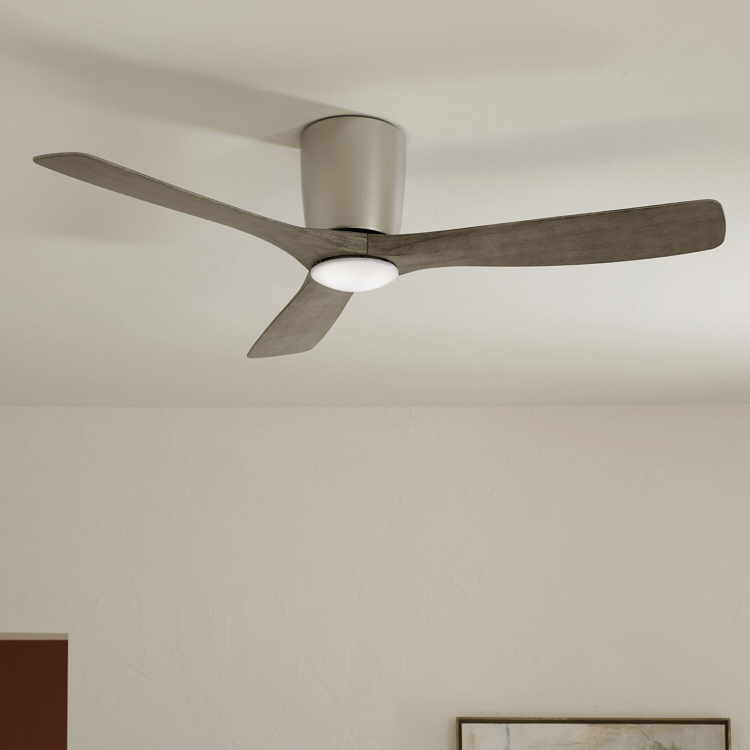 Volos 54 inch Brushed Nickel with Distressed Antique Gray/Distressed Antique Gray Blades Ceiling Fan