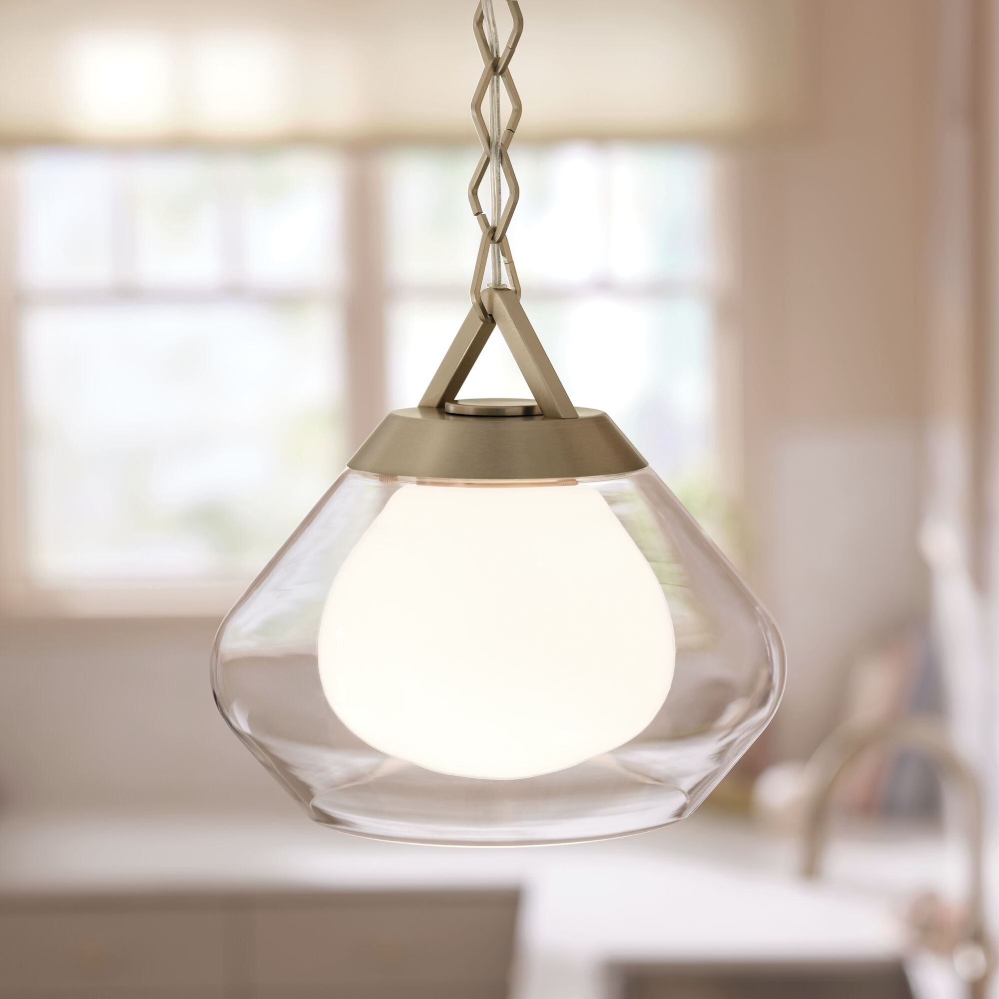 Nella 1 Light Champagne Bronze Pendant Ceiling Light