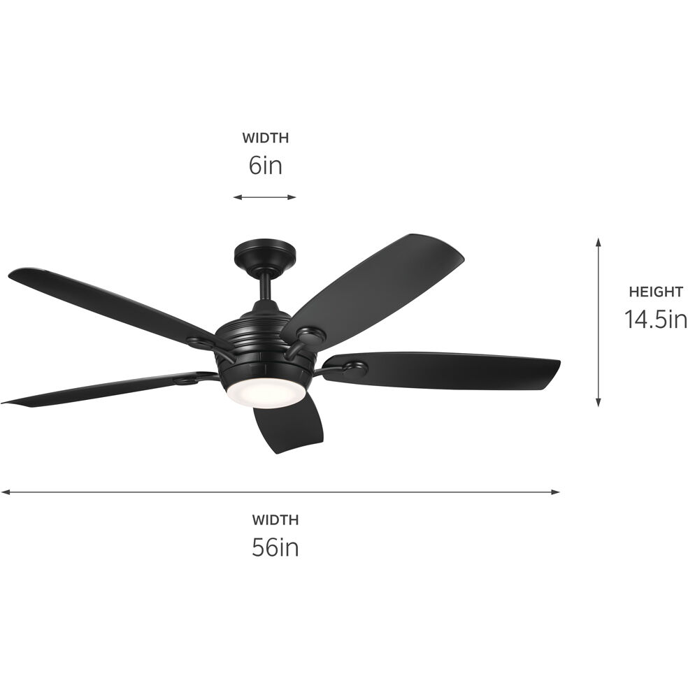Tranquil 56 inch Satin Black with Black Blades Ceiling Fan