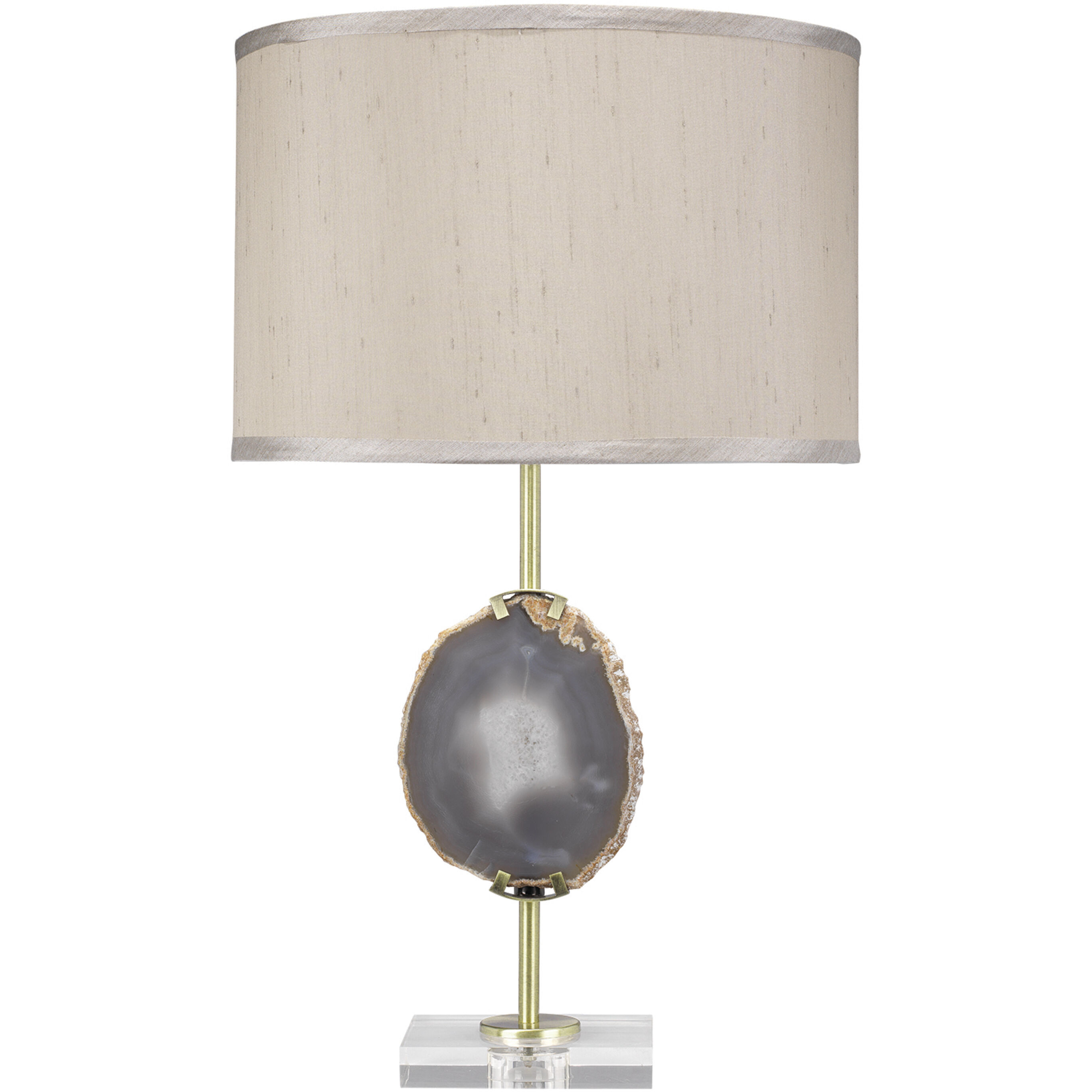 Agate 25.5 inch 100 watt Natural Lavendar Agate & Antique Brass Table Lamp Portable Light