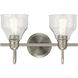 Avery 2 Light 15 inch Brushed Nickel Wall Mt Bath 2 Arm Wall Light