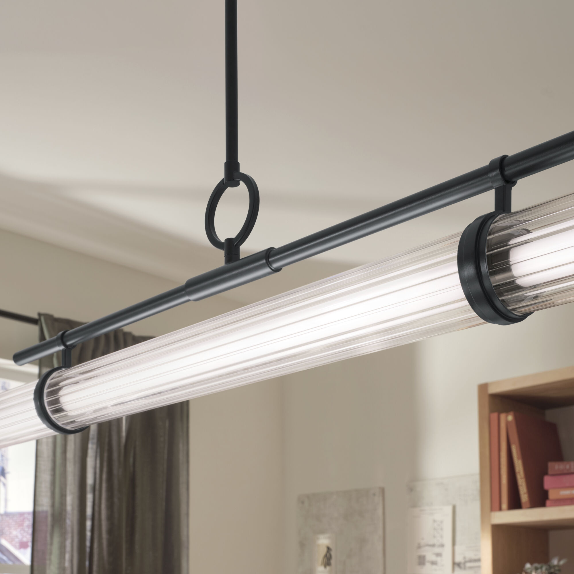 Riven LED 8 inch Black Chandelier Linear Ceiling Light