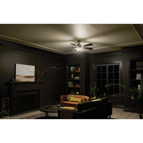 Vinea 52 inch Brushed Natural Brass with Black Blades Ceiling Fan