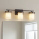 Hendrik 3 Light 24 inch Olde Bronze Wall Mt Bath 3 Arm Wall Light in Light Opal