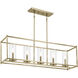 Crosby 5 Light 41.5 inch Natural Brass Linear Chandelier Ceiling Light