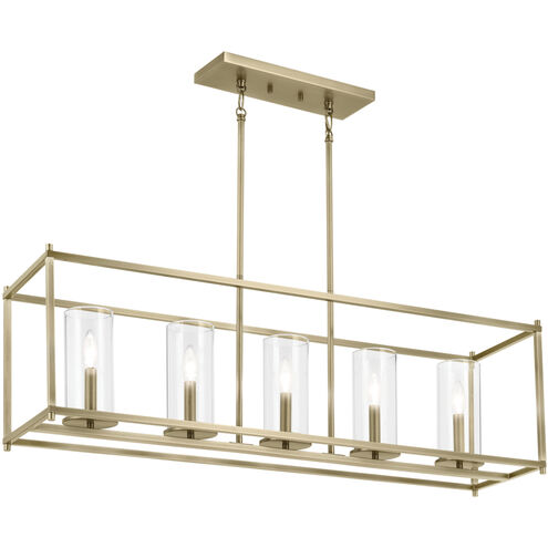 Crosby 5 Light 41.5 inch Natural Brass Linear Chandelier Ceiling Light