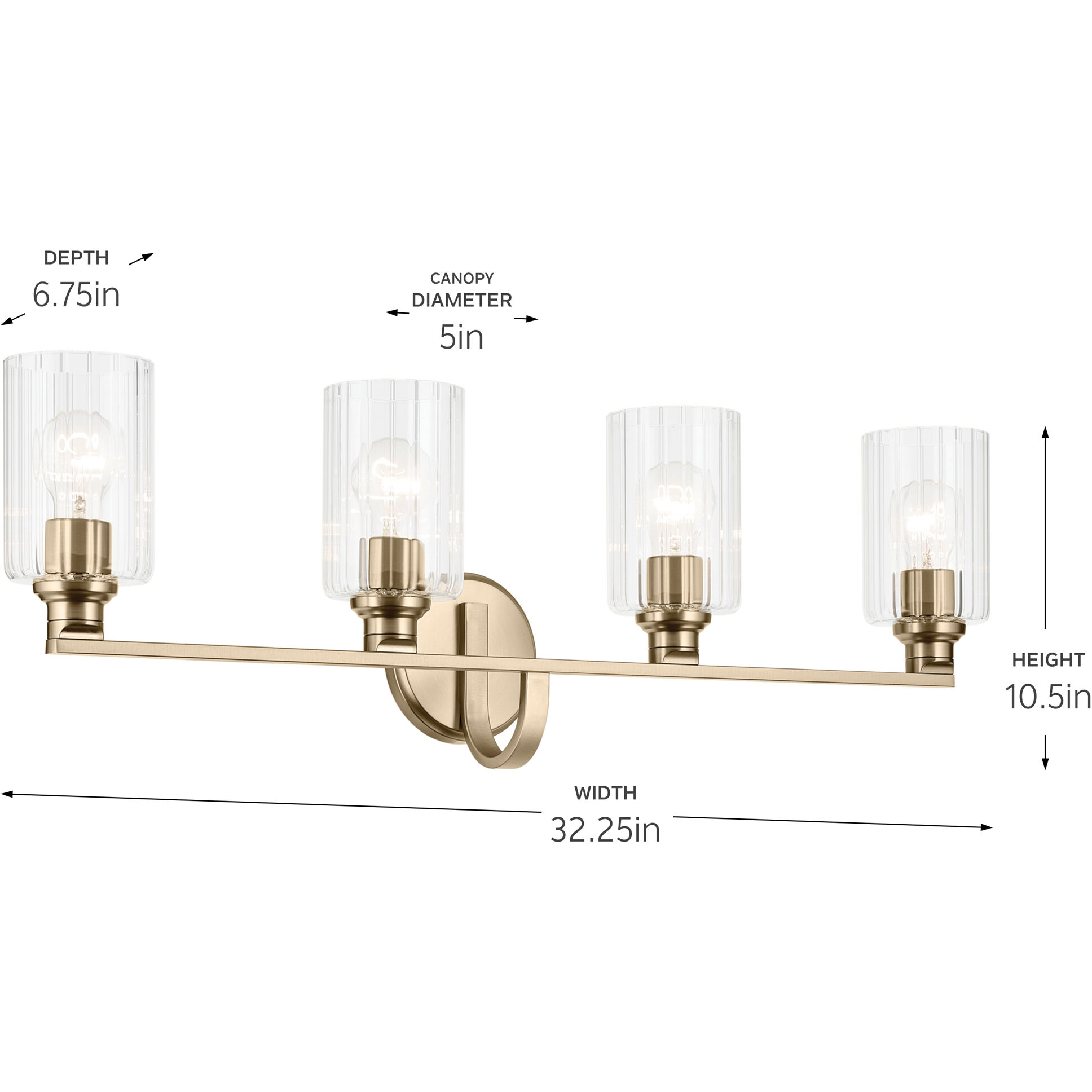 Gioe 4 Light 32.25 inch Champagne Bronze Vanity Light Wall Light