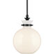Laria 1 Light Black Pendant Ceiling Light in Opal