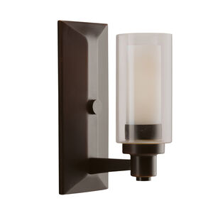 Circolo 1 Light 5 inch Olde Bronze Wall Bracket Wall Light in Clear Outer Cylinder With Umber Etched Inner