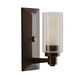 Circolo 1 Light 5 inch Olde Bronze Wall Bracket Wall Light in Clear Outer Cylinder With Umber Etched Inner