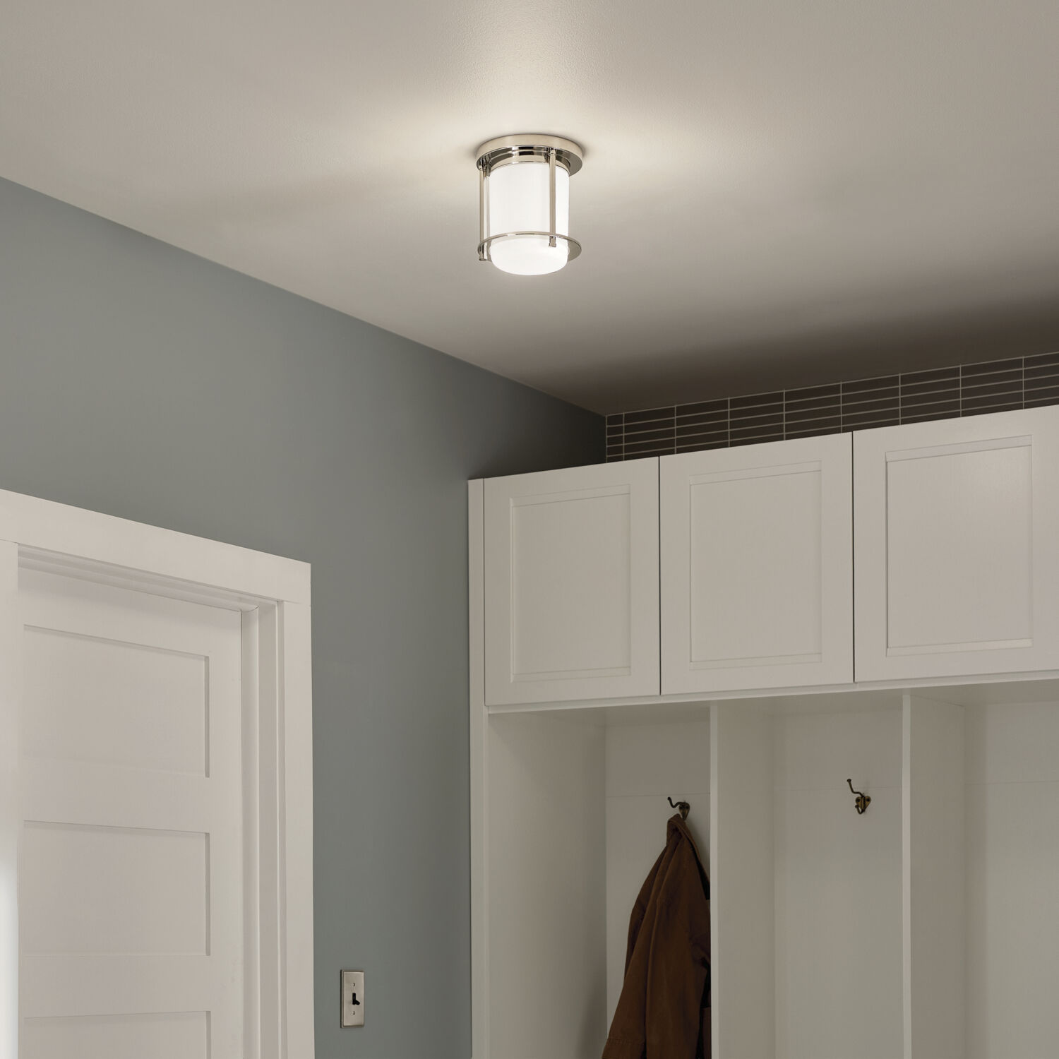 Kichler 52596PN Brit LED 7.25 inch Polished Nickel Flush Mount Ceiling Light