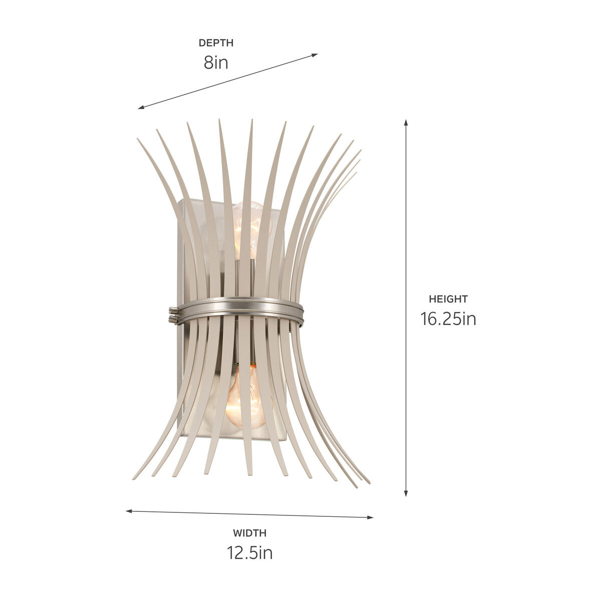 Homestead Baile 2 Light 8 inch Brushed Nickel Wall Sconce Wall Light, Baile
