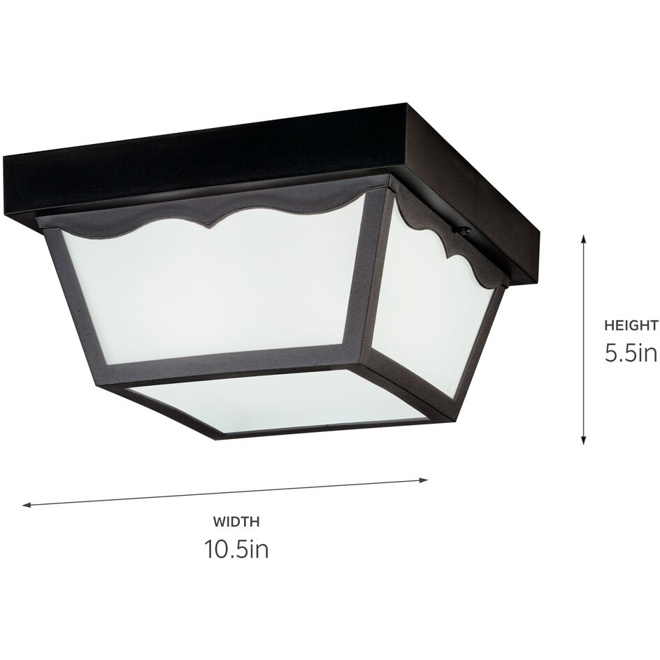 Outdoor Plastic Fixtures 2 Light 11 inch Black Outdoor Flush Semi Flush Mt
