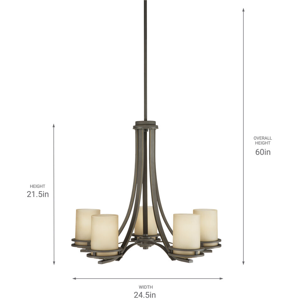 Hendrik 5 Light 25 inch Olde Bronze Chandelier 1 Tier Medium Ceiling Light in Light Umber, 1 Tier Medium