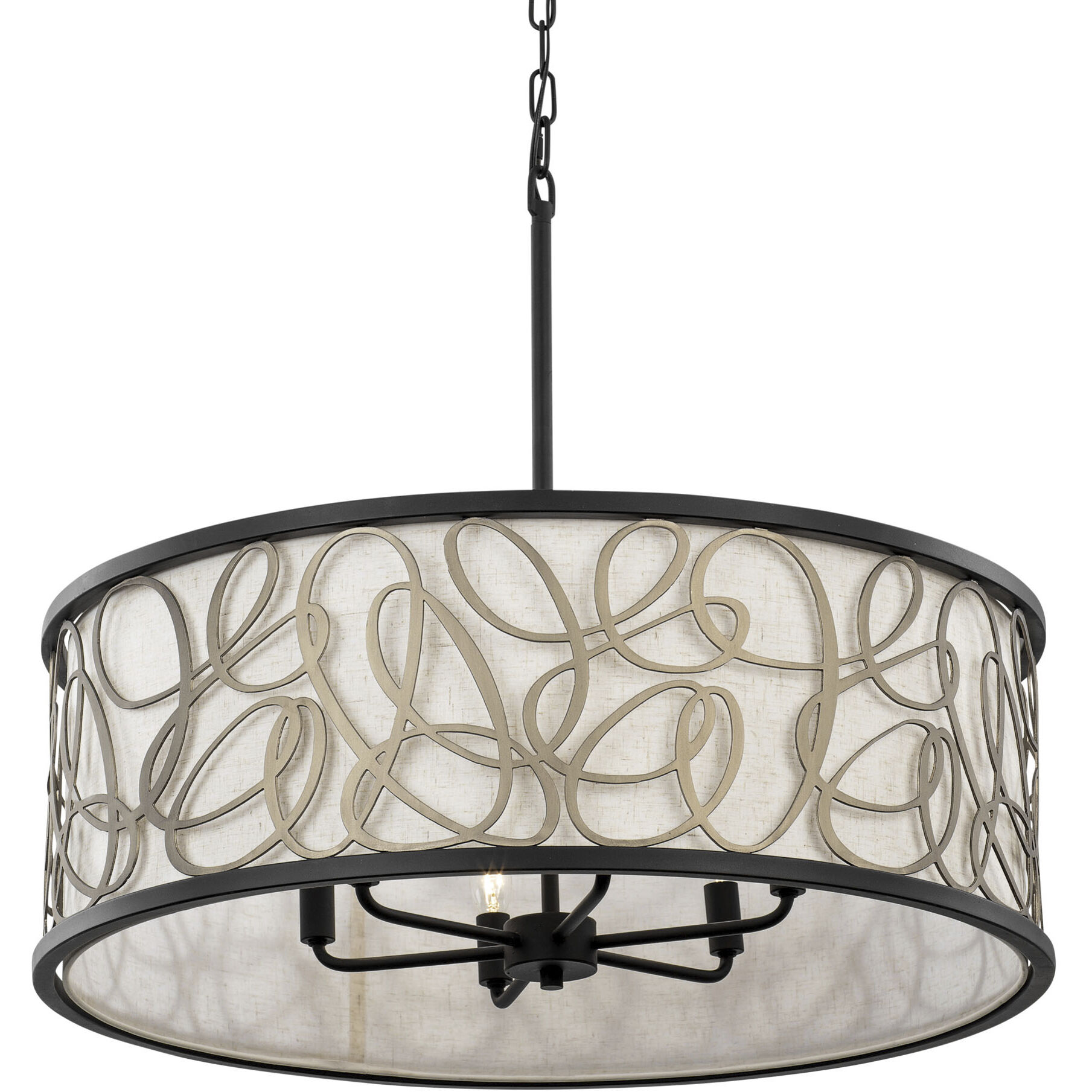 Scribble 6 Light 28 inch Matte Black with Artifact Pendant Ceiling Light, Smithsonian Collaboration