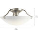 Independence 3 Light 16 inch Brushed Nickel Semi Flush Light Ceiling Light in White Etched Glass