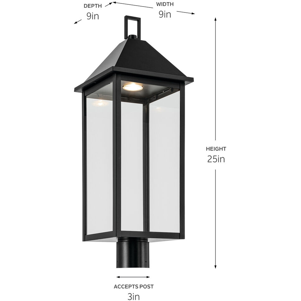 Prin 1 Light 25 inch Black Outdoor Post Lantern