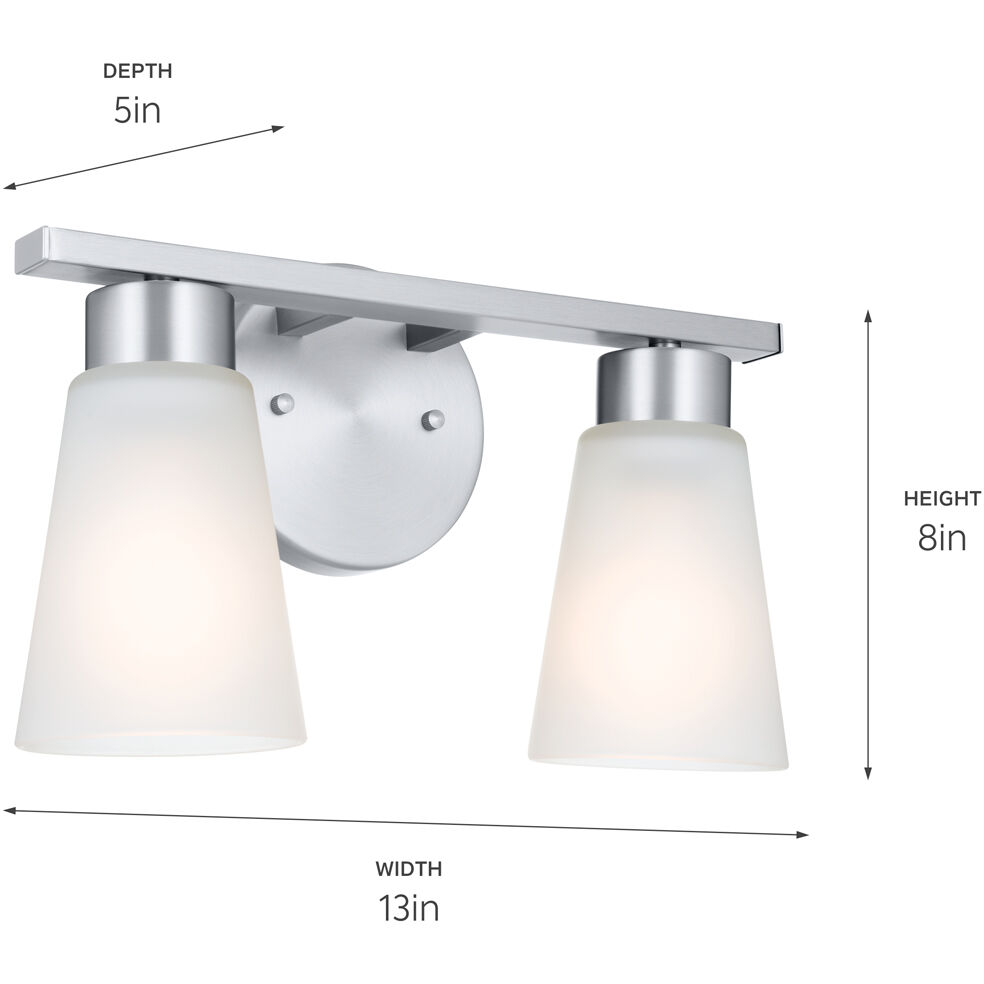 Stamos 2 Light 13 inch Brushed Nickel Bath Vanity Light Wall Light, 2 Arm