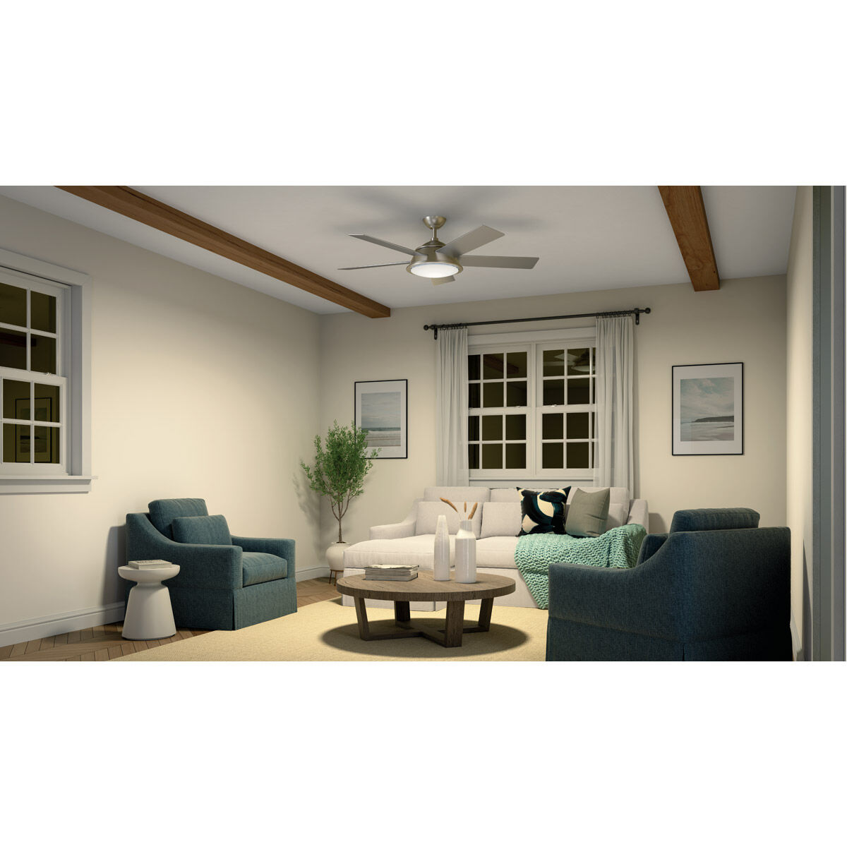 Verdi 56 inch Brushed Nickel with Silver Blades Ceiling Fan