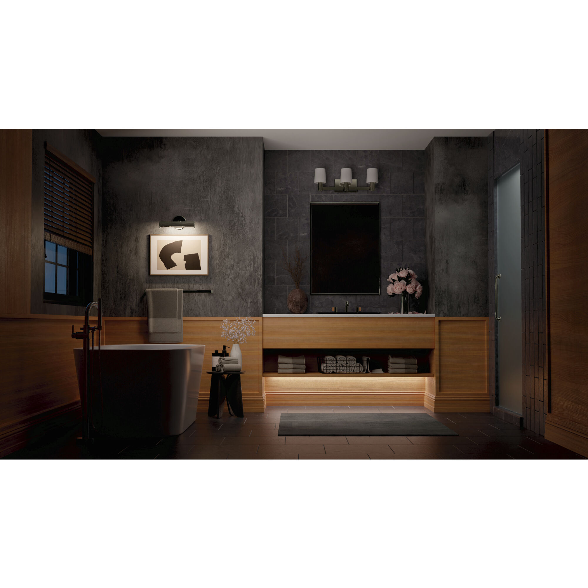 Adani 3 Light 24 inch Polished Nickel Bath Bracket Wall Light, 3 Arm