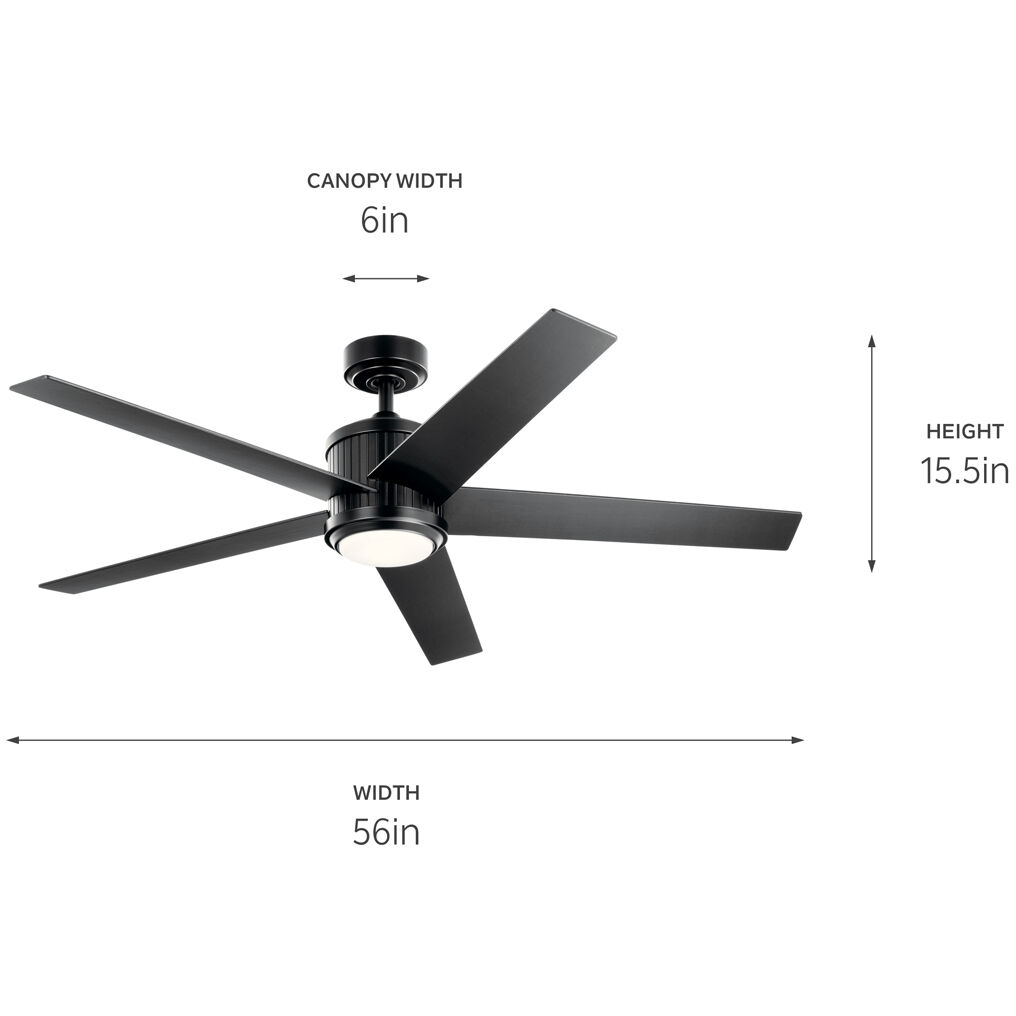 Brahm 56 inch Satin Black Ceiling Fan