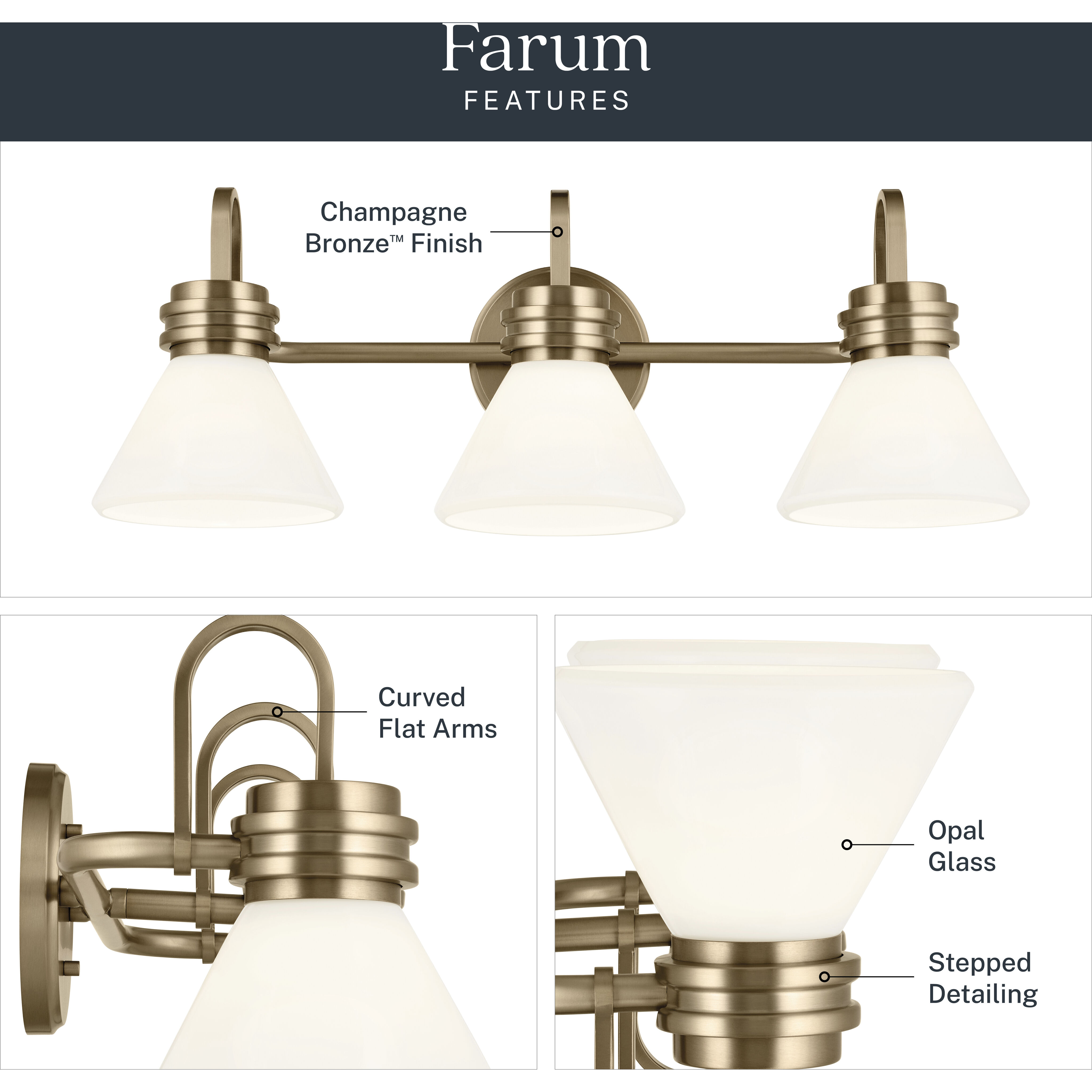 Farum LED 26 inch Champagne Bronze Bathroom Vanity Light Wall Light
