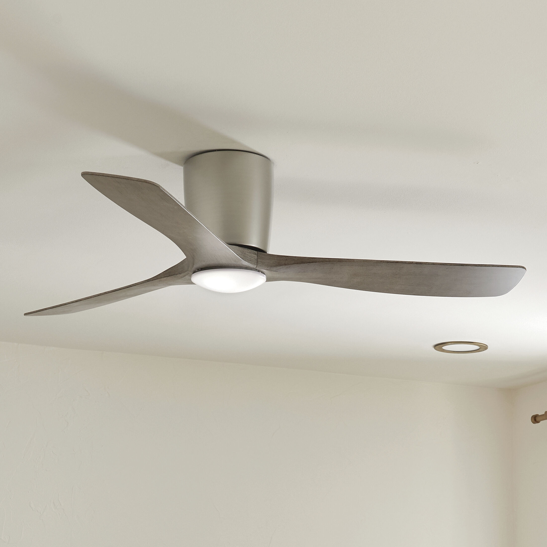 Volos 54 inch Brushed Nickel with Distressed Antique Gray/Distressed Antique Gray Blades Ceiling Fan