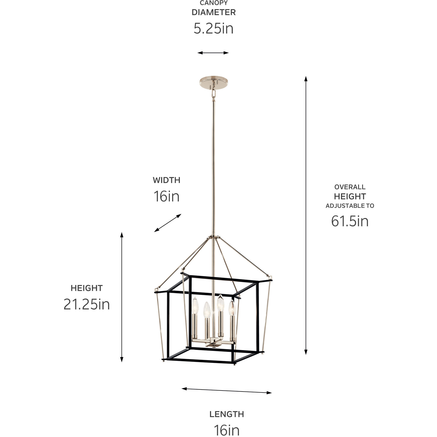 Eisley 4 Light 16 inch Polished Nickel Foyer Pendant Ceiling Light