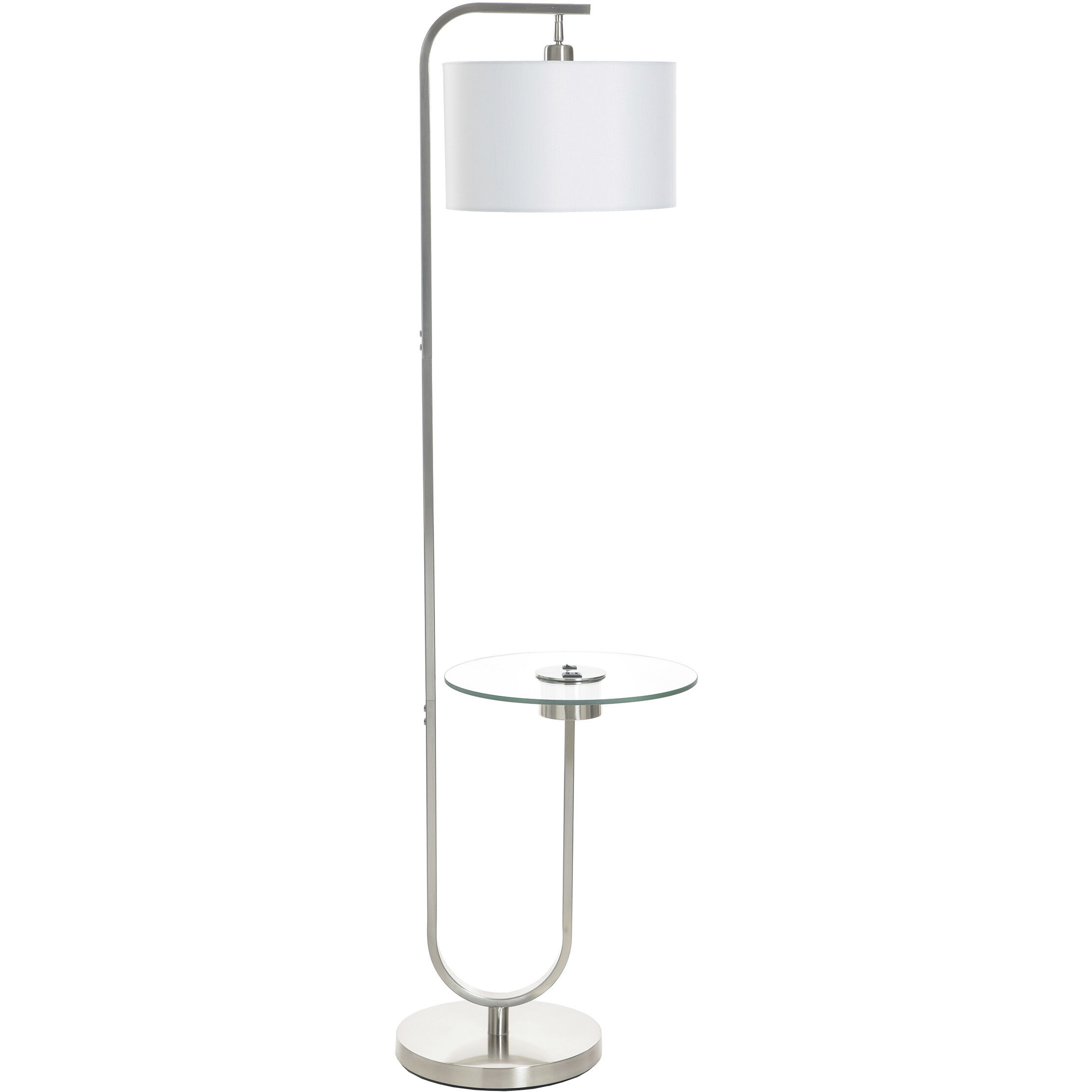 Sutton 61 inch 100 watt Brushed Nickel and Clear and White Floor Lamp Portable Light