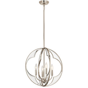 Montavello 4 Light 19 inch Polished Nickel Chandelier 1 Tier Small Ceiling Light, Small