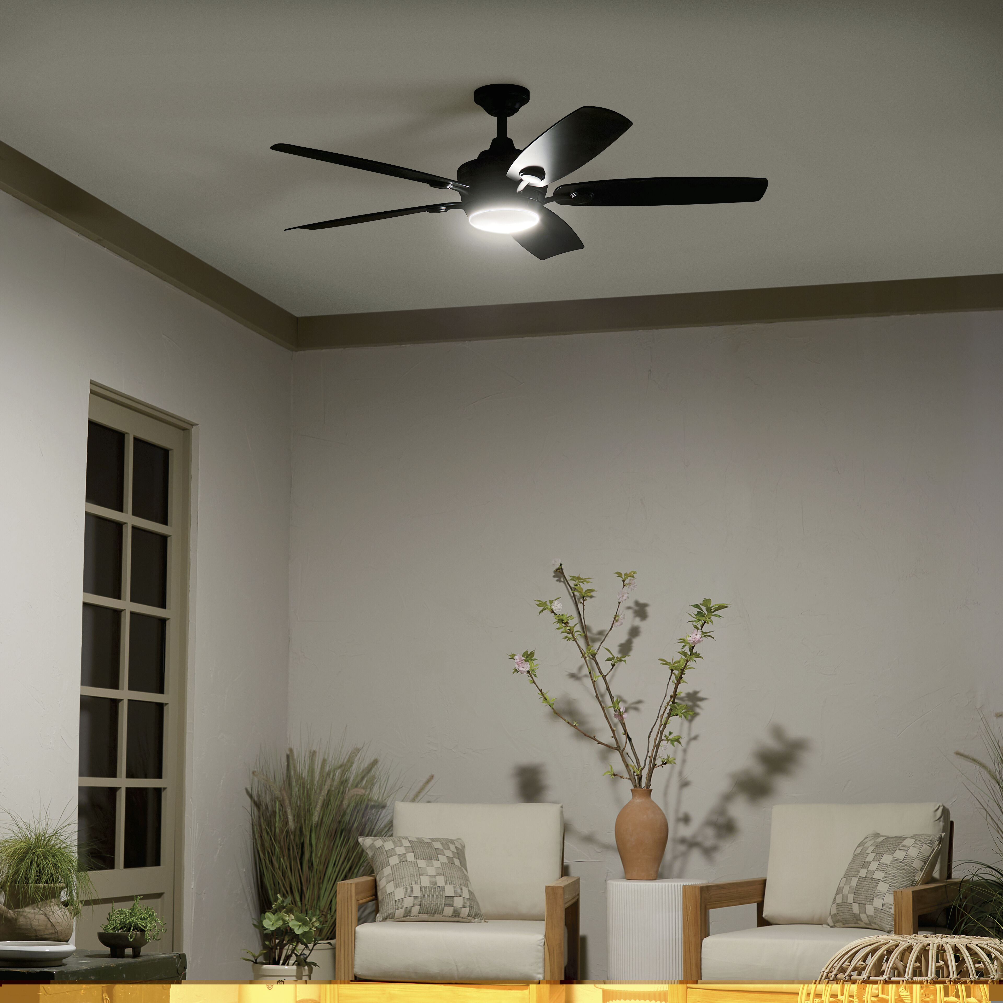 Tranquil 56 inch Satin Black with Black Blades Ceiling Fan