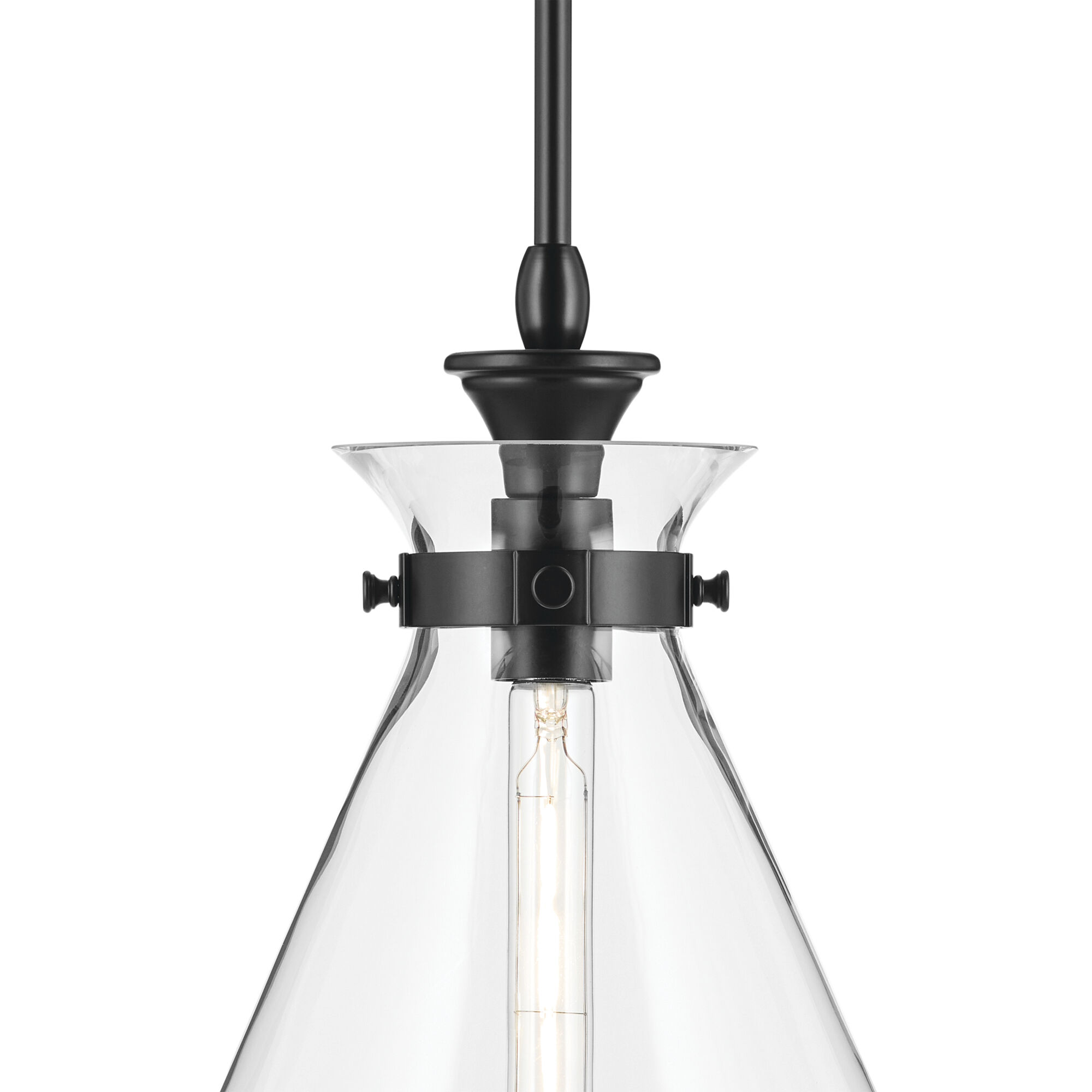 Laria 1 Light Black Pendant Ceiling Light in Clear