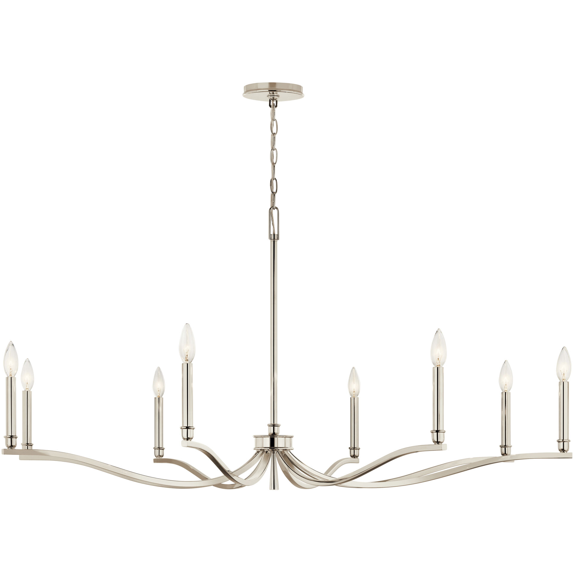 Malene 8 Light Polished Nickel Chandelier Ceiling Light, 1 Tier Large