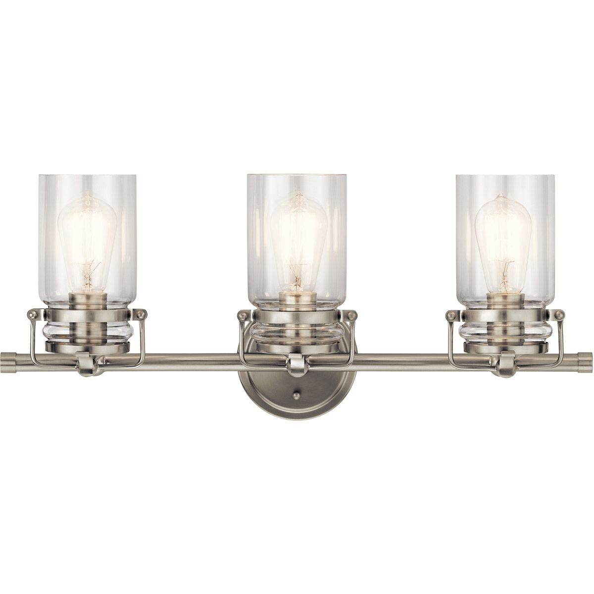 Brinley 3 Light 24 inch Brushed Nickel Wall Mt Bath 3 Arm Wall Light