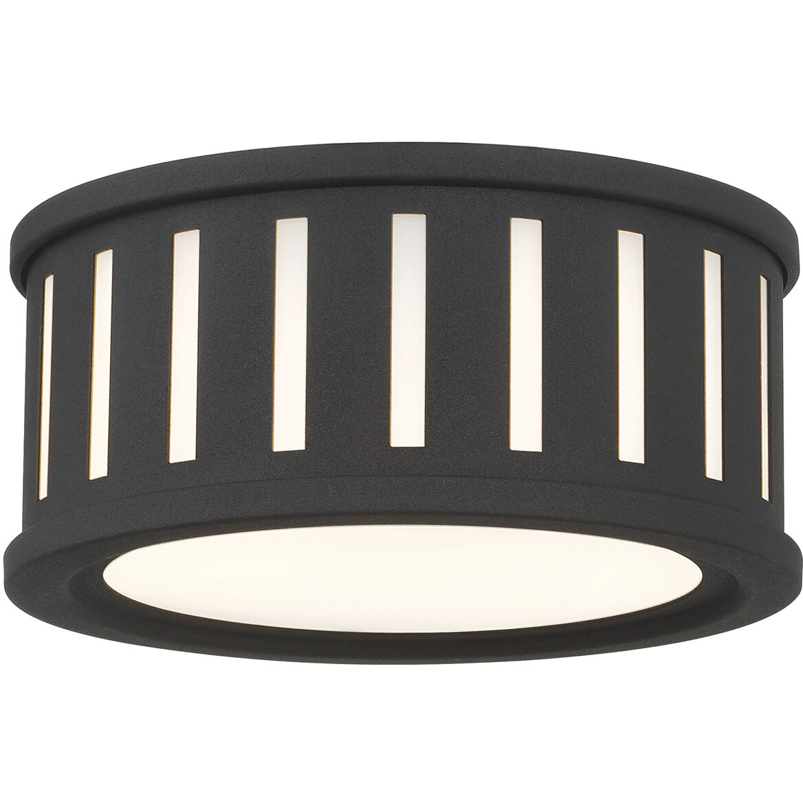 Kendal 2 Light 9.5 inch Black Forged Flush Ceiling Light