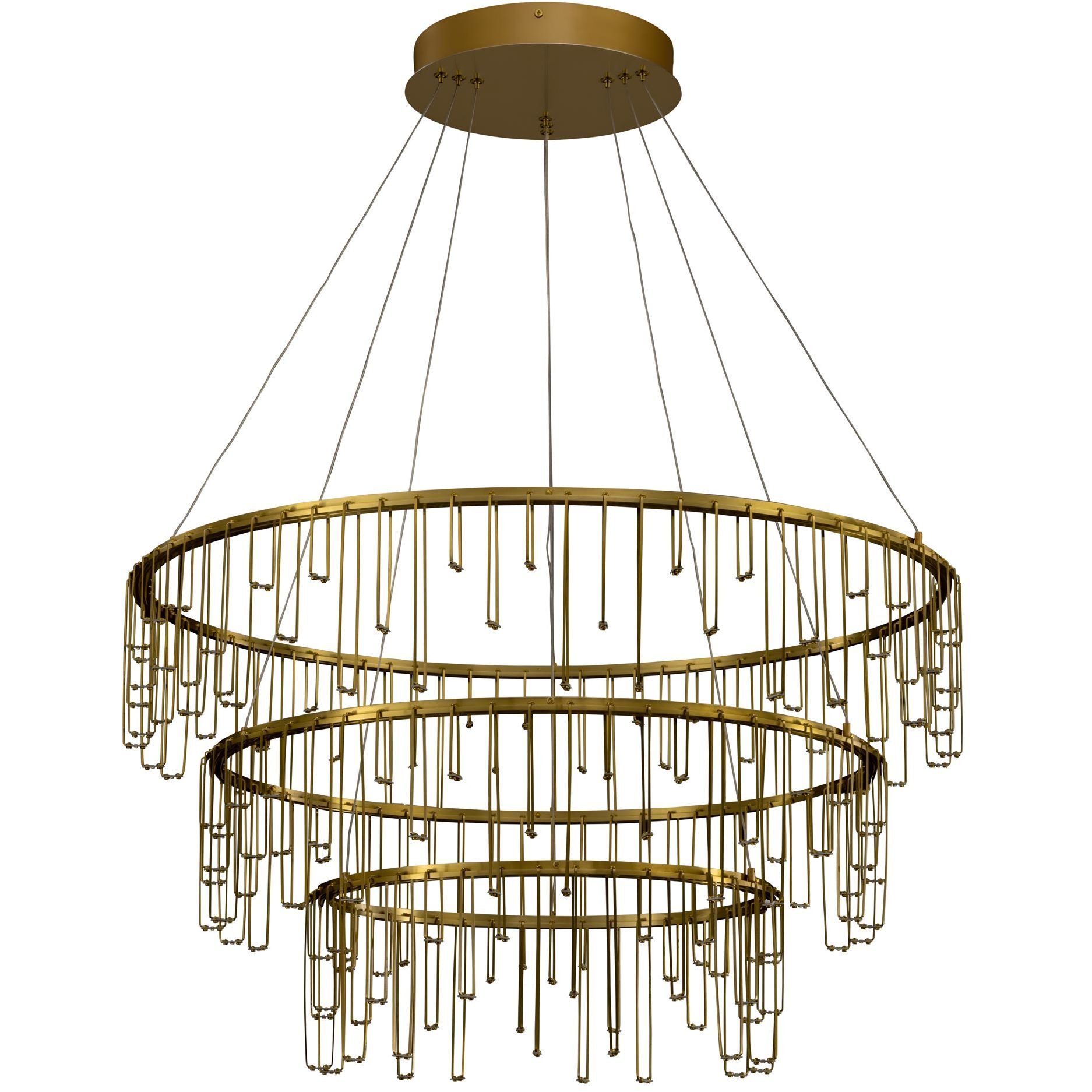 Lucerna 31.5 inch 64.80 watt Stainless Steel Gold Chandelier Ceiling Light, 3 Tier