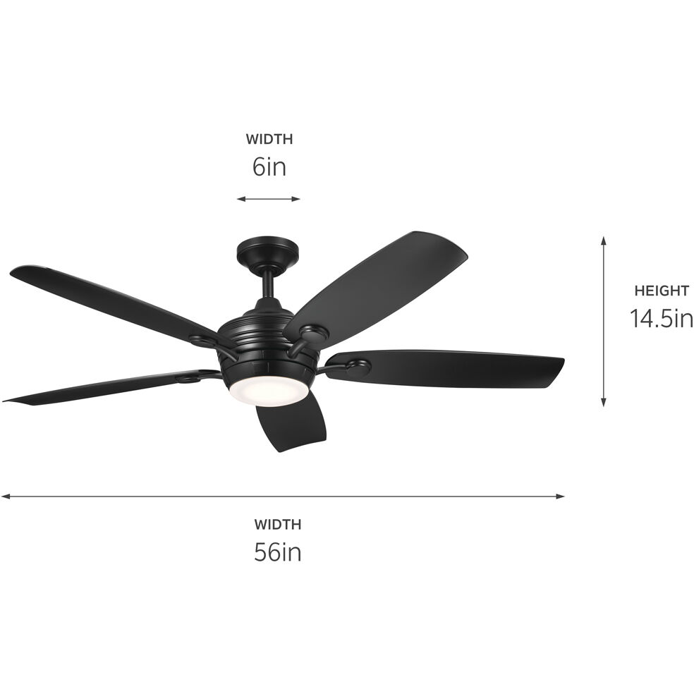 Tranquil 56 inch Satin Black with Black Blades Ceiling Fan